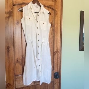 Vintage white 90s linen midi dress